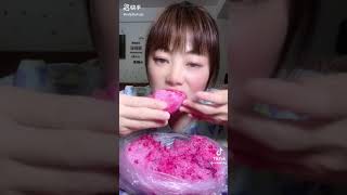 ZHOFENG PINK ICE EATING ASMR zhaofengiceeating colorfulice iceeatingshow [upl. by Aseeral]