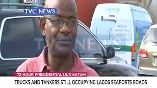 Trucks and Tankers still Occupying Lagos seaports roads [upl. by Sirahs251]