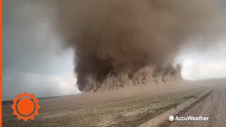 WATCH Upclose look at a massive tornado tearing through Nebraska fields  AccuWeather [upl. by Sidney]