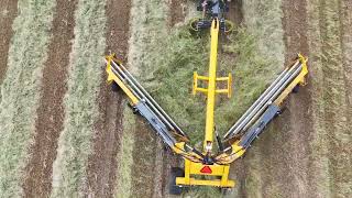 John Deere 6120R Tractor in Action with Elho VTwin 950S Rake – Powerful Hay Raking Performance [upl. by Remliw918]