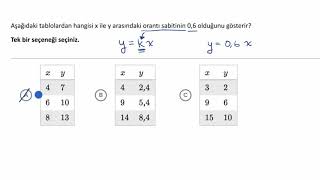 Tablodan Orantı Sabitini Bulma Matematik Cebir Öncesi [upl. by Esteban]