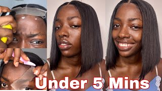 Quick amp Easy Bob Wig Tutorial for Beginners  Lace Front Glued amp Natural Hairline bobwig [upl. by Wynnie]