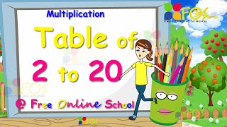 Table of 2 to 20  Multiplication Table 2 to 20  Learn  Free Online School FOS [upl. by Megan]