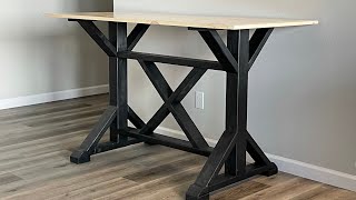 Counter Height Fancy X Farmhouse Table Build with Free Plans [upl. by Derte708]