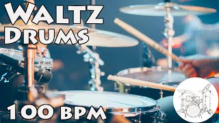 Play Along Drums Waltz 100 bpm  Ritmo Para Tocar Vals 100 bpm [upl. by Dowd434]