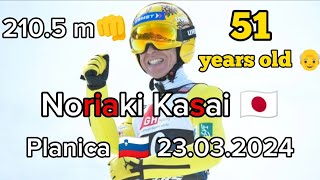 Noriaki Kasai 🇯🇵 2105 m  Team Competition Planica 🇸🇮 23032024 last jump of the season [upl. by Hernandez537]