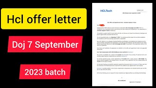 Hcl released offer letter💥💥 Hcl offer letter amp joining mail 2023 batch [upl. by Casanova]