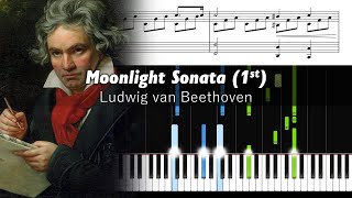 Beethoven  Moonlight Sonata 1st Movement  Piano Tutorial with Sheet Music [upl. by Tennaj]