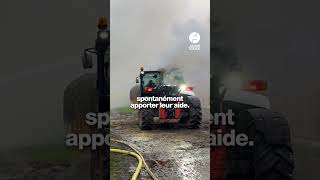 En Bretagne des agriculteurs aux côtés des pompiers pour éteindre un incendie [upl. by Tiphany]