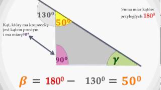 Obliczanie miar kątów w trójkącie prostokątnym znając miarę kąta przyległego [upl. by Sakovich604]