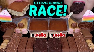 ASMR LEFTOVER DESSERT RACE RAINBOW COTTON CANDY ROLL TIRAMISU MINI DARK DOVE ICE CREAM KINDER 먹방 [upl. by Dieterich]