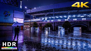 【4K HDR】Walk in Heavy Rain at Night in Tokyo Japan ASMR [upl. by Asoral]