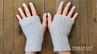 How to Crochet Easy Fingerless Gloves Mitts DIY Tutorial and Pattern for Easy and Quick Gifts [upl. by Wolfort]