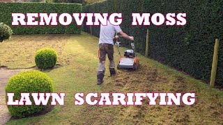 Very mossy lawn scarifying [upl. by Kirkpatrick]