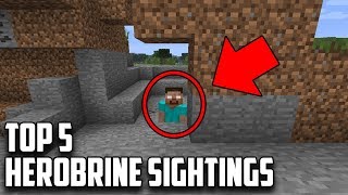 TOP 5 REAL HEROBRINE SIGHTINGS IN MINECRAFT Scariest Minecraft Herobrine Sightings [upl. by Rheims]