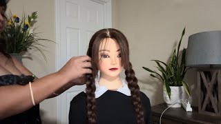 WEDNESDAY ADDAMS Braided Hair amp Makeup Tutorial  ASMR  2 Hairstyles HairstylingFinishing Touches [upl. by Chip229]