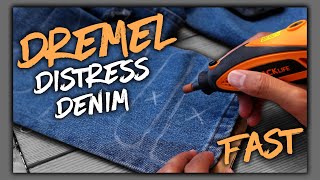 How to DISTRESS DENIM Fast with a DREMEL Tool  JULIUS [upl. by Docile]