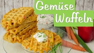 Gemüse Waffeln amp Paprika Dip  Gemüsewaffeln Rezept [upl. by Smoot]