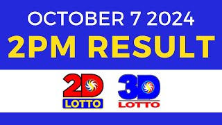 2pm Lotto Result Today October 7 2024  PCSO Swertres Ez2 [upl. by Ahtiekahs]