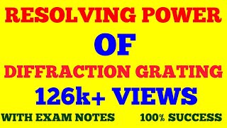 RESOLVING POWER OF GRATING  RESOLVING POWER OF PLANE TRANSMISSION GRATING  WITH EXAM NOTES [upl. by Washburn160]