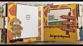 Baby boys firstyear safarithemed album using Nitwit Collections [upl. by Carmelle143]