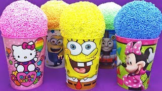 Play Foam Ice Cream Cups Surprise Hello Kitty Spongebob Minions Thomas and Friends Kinder Eggs [upl. by Assenov]