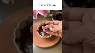 Frozen Yogurt Bites coated in dark chocolate healthysnack recipe dessertrecipe recipeoftheday [upl. by Pooley135]