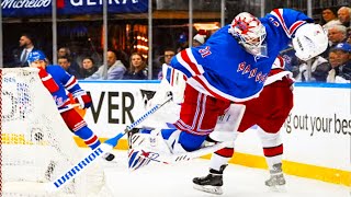 Andrei Svechnikov Hits Goalie Igor Shesterkin Fight Breaks Out  Rangers Hurricanes Round 2 Game 2 [upl. by Ladnik]