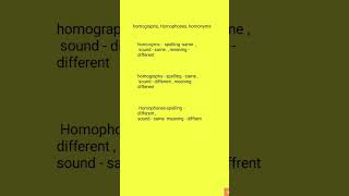 Homophones  homonyms homographs english grammar viralvideos [upl. by Thorr]