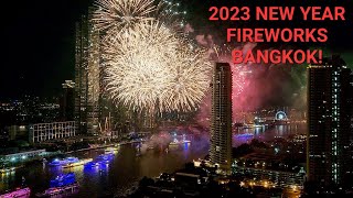 New Years Fireworks in Bangkok 2023 Amazing View Overlooking the Chao Phraya River [upl. by Kester]