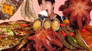 ENG SUBSoy Sauce Marinated OctopusCrabShrimpAbalone Eat Mukbang🦀Korean ASMR 후니 Hoony Eatingsound [upl. by Shornick]