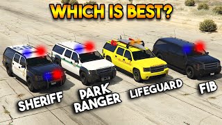 GTA 5 ONLINE  SHERIFF VS PARK RANGER VS LIFEGUARD VS FIB [upl. by Alyak3]