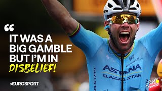 EMOTIONAL Mark Cavendish REACTS after BREAKING Tour de France record for stage wins ❤️ [upl. by Aehsan]