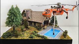 Kanada Blockhouse Diorama 135 with Flying Sikorsky Skycrane S64 Helicopter [upl. by Ul]