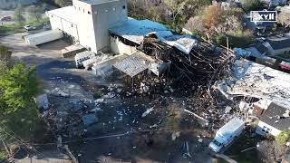 Drone view of massive explosion aftermath in Louisville Kentucky [upl. by Marylinda925]