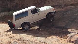 Full Size Bronco Tip Over Challenge Hells Revenge Moab Utah [upl. by Naol323]