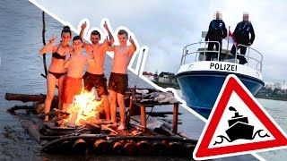 Mit dem Floß über den Rhein  von Polizei angehalten [upl. by Gentry780]