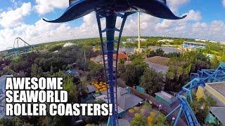 3 Awesome SeaWorld Orlando Roller Coasters Mako Manta Kraken [upl. by Madelon]