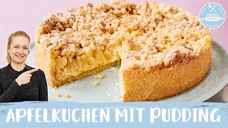 Apfelkuchen mit Pudding und Streusel 🍎😍  Einfach Backen [upl. by Riggs]