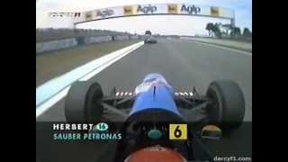 Johnny Herbert vs David Coulthard onboard 1997 Spanish Grand Prix [upl. by Utas]