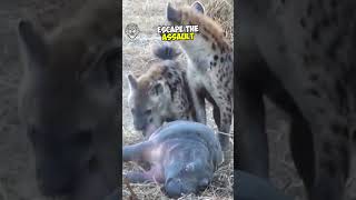 Baby hippo attacked by 3 hyenas wildlife wildlifefight wildanimals animals [upl. by Assiral]