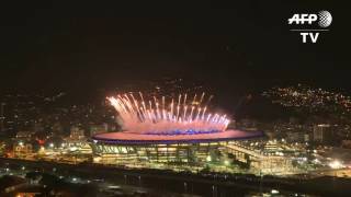 Abertura Olimpiadas Rio 2016 fogos Helicoptero  Maracanã [upl. by Ijuy]