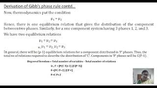 2021 2022 BK Derivation of Gibbs Phase rule [upl. by Flin]