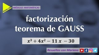 FACTORIZACIÓN mediante TEOREMA de GAUSS y MÉTODO de RUFFINI [upl. by Atteras]