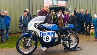 TRIUMPH F750 Rob North Track Bike StartUp amp LOUD Exhaust Sounds at ARDINGLY Classic Motorcycle Show [upl. by Marion]