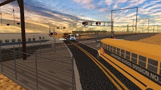 Lighthouse Road Railroad Crossing Buxton NC Bus Almost Gets Hit By HighSpeed Train [upl. by Ahsitruc]