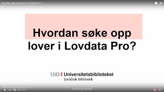 Hvordan søke opp lover i Lovdata Pro [upl. by Sherurd]