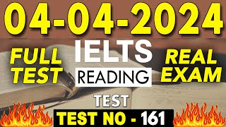 IELTS Reading Test 2024 with Answers  04042024  Test No  161 [upl. by Aramen749]