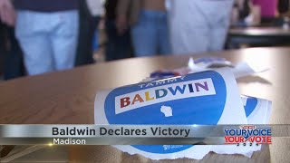 Baldwin delivers victory speech Hovde not yet conceded [upl. by Calhoun426]