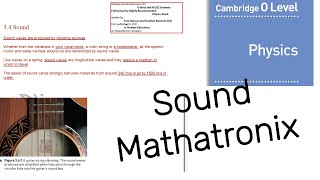 Sound its Speed Audibility Limit Sec34 part A IGCSE amp O level Physics 5054 [upl. by Ydolem513]